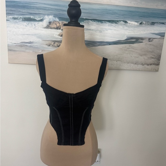 Zara Black Top with White Stitching - Picture 8 of 16